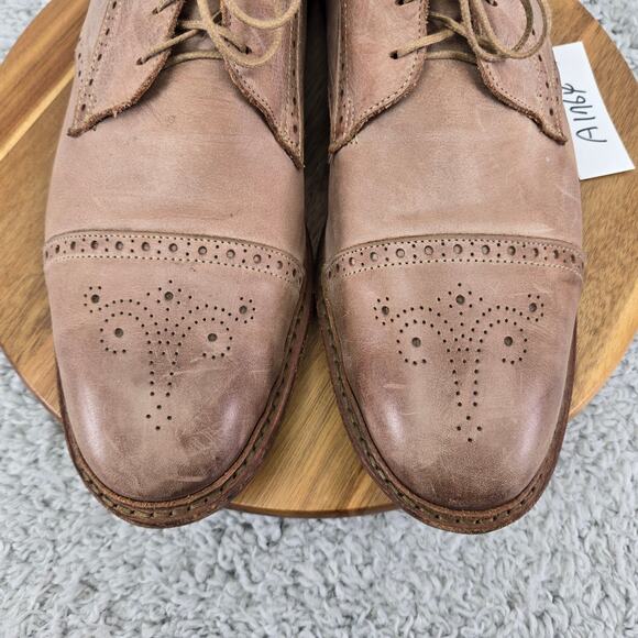 Allen Edmonds Mens 14D Bainbridge Brown Leather Cap Toe Brogue Medallion Oxford